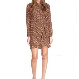 MICHAEL Michael Kors Printed Button Down Collar Tie Waist Long Sleeve Shirt Dres
